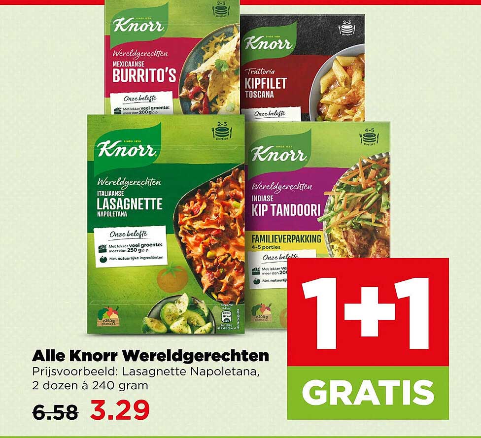 Alle Knorr Wereldgerechten 1+1 gratis