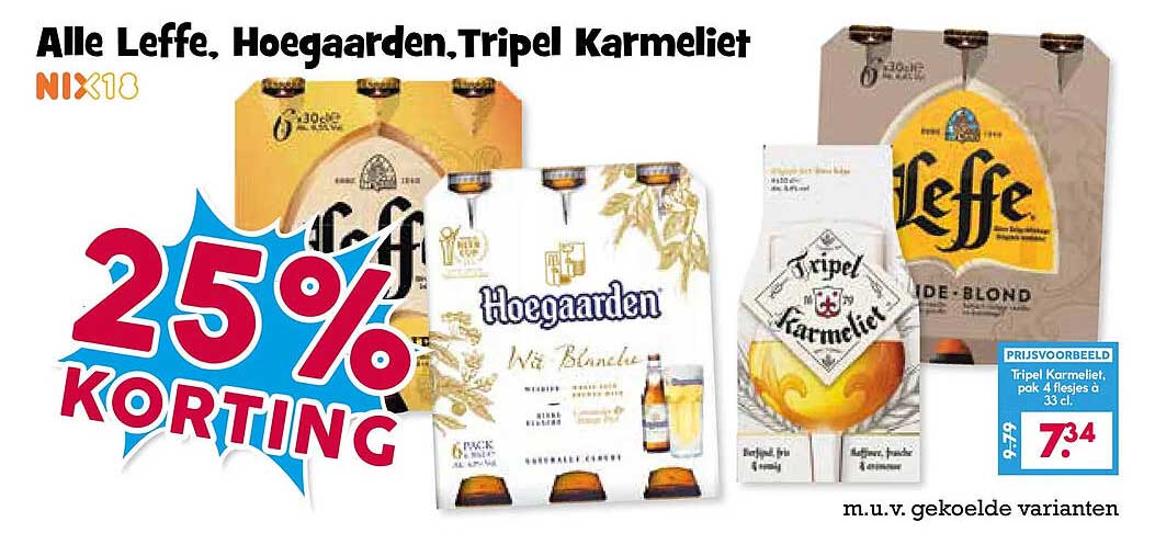 Alle Leffe, Hoegaarden, Tripel Karmeliet 25% KORTING