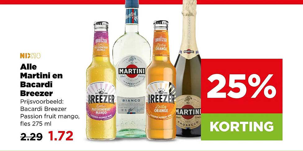 Alle Martini en Bacardi Breezer