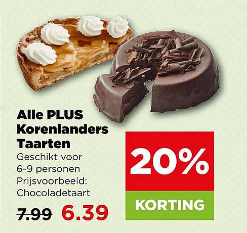 Alle PLUS Korenlanders Taarten 20% KORTING