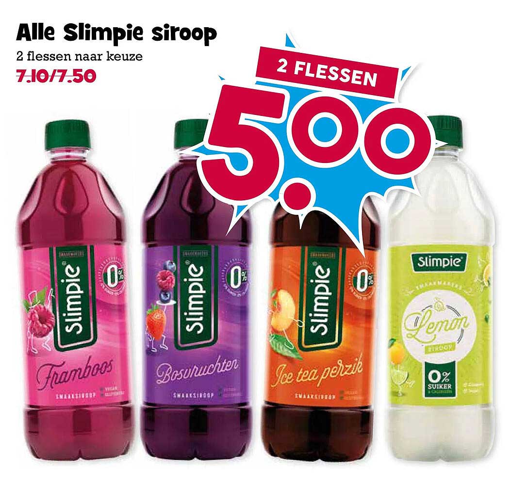 Alle Slimpie siroop 2 flessen naar keuze 2 FLESSEN 500