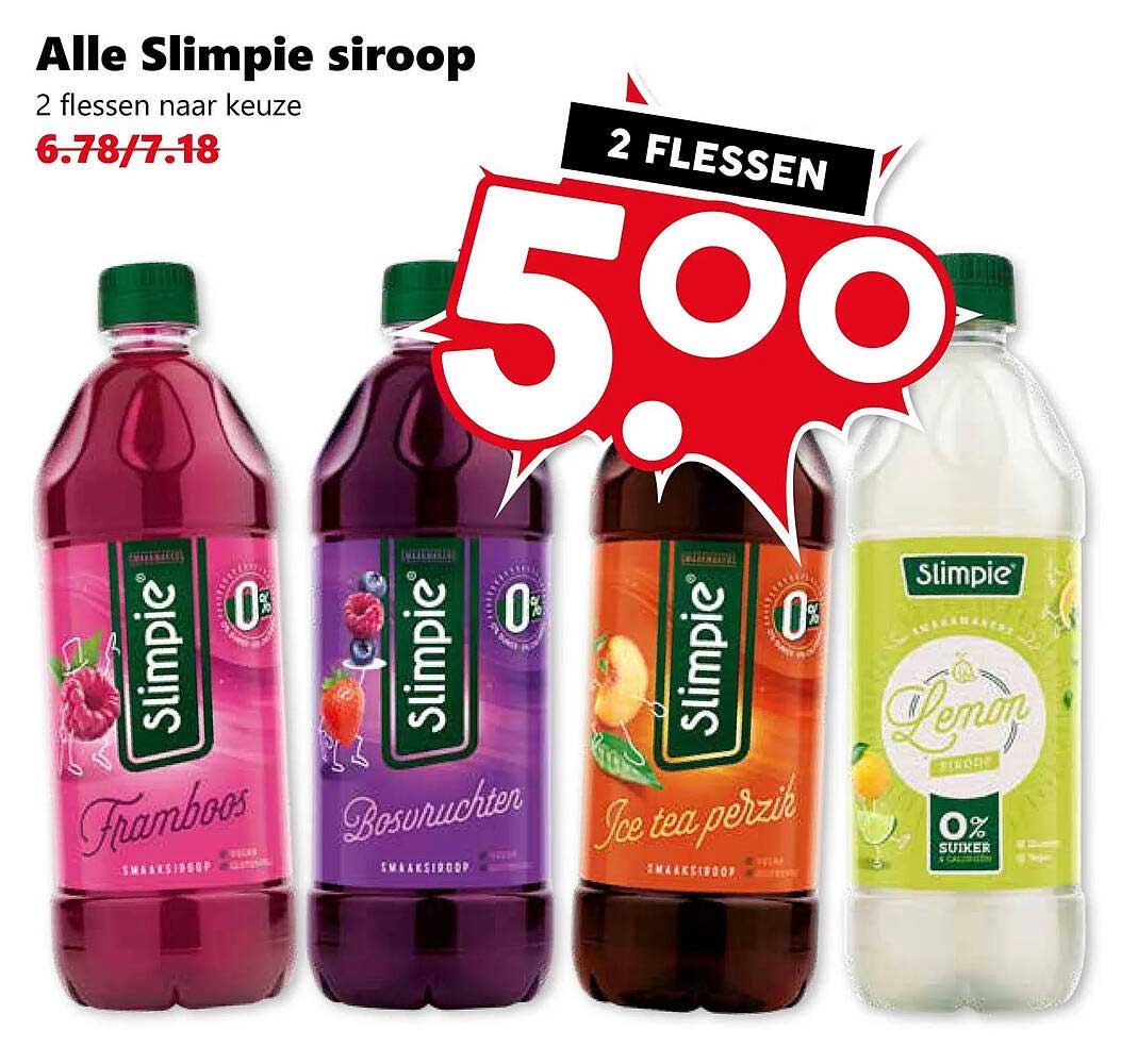 Alle Slimpie siroop 2 flessen naar keuze