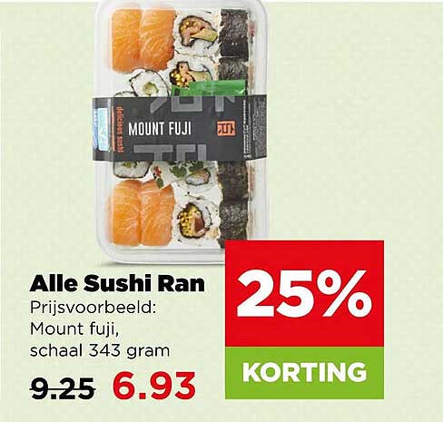 Alle Sushi Ran 25% korting