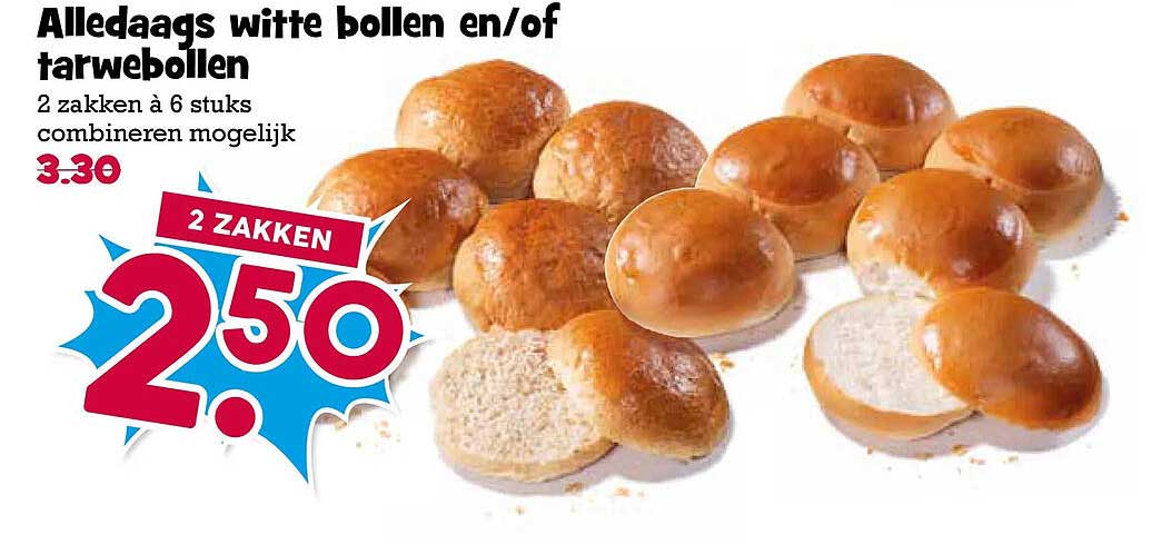Alledaags witte bollen en/of tarwebollen 2 zakken
