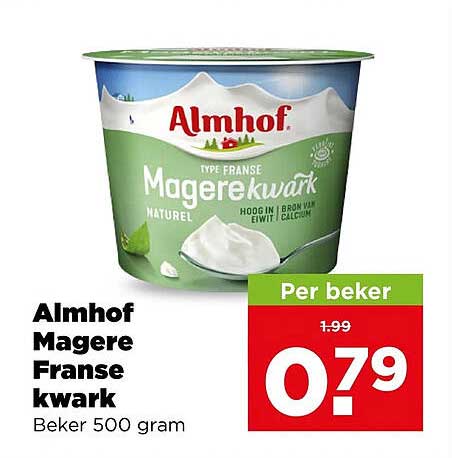 Almhof Magere Franse kwark Beker 500 gram
