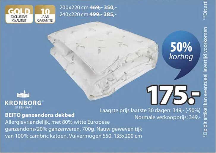 BEITO ganzendons dekbed 50% korting