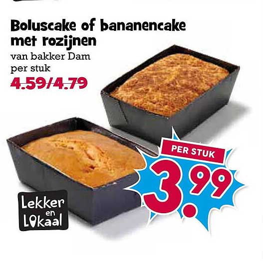 Boluscake of bananencake met rozijnen