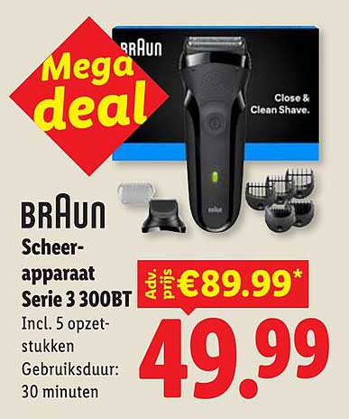 BRAUN Scheer-apparaat Serie 3 300BT Mega deal