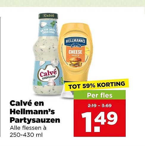 Calvé en Hellmann’s Partysauzen TOT 59% KORTING