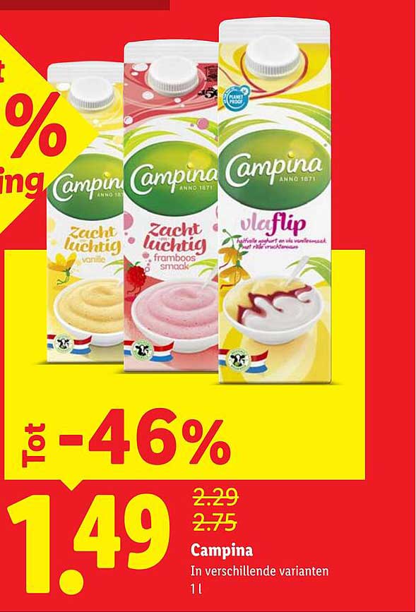 Campina In verschillende varianten 1 l Tot -46%