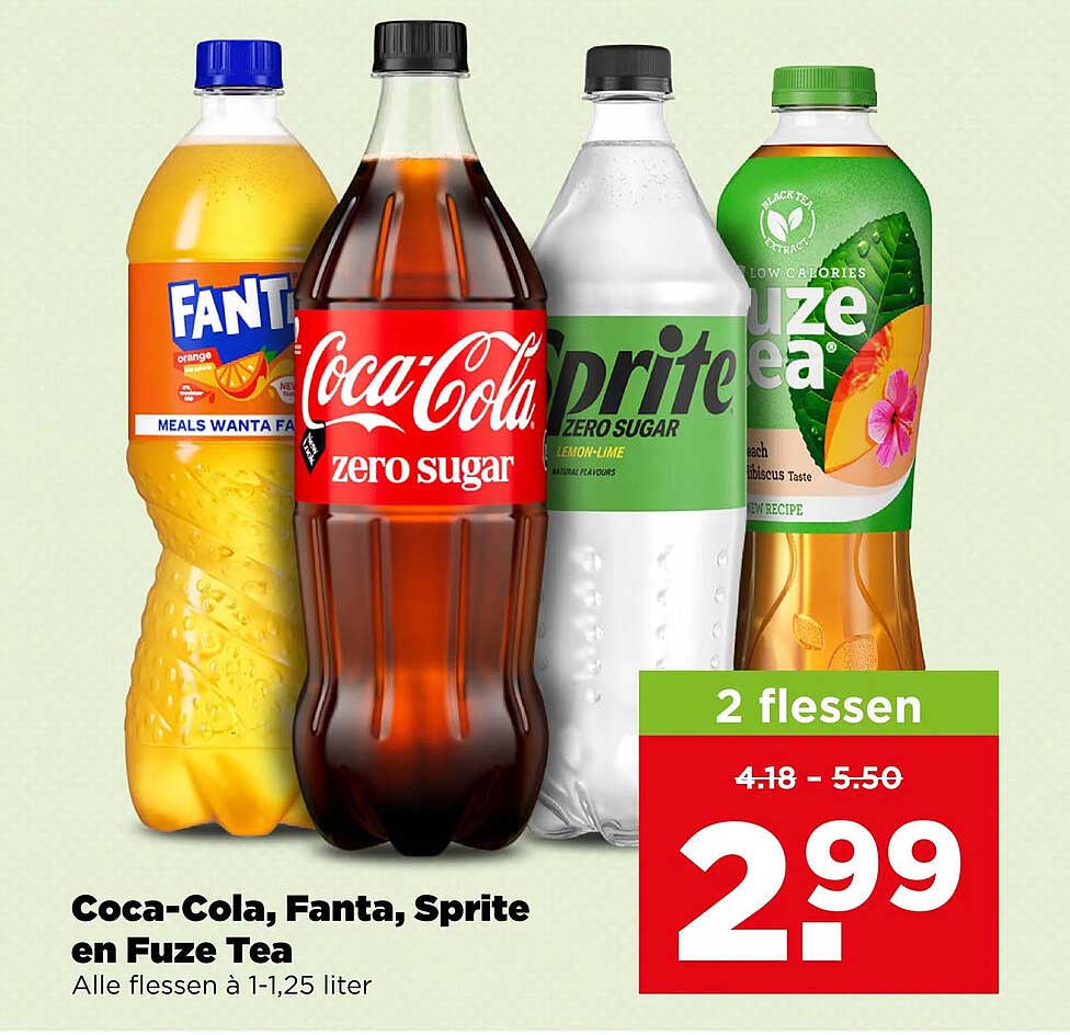 Coca-Cola, Fanta, Sprite en Fuze Tea