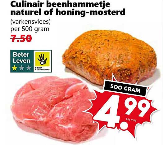 Culinair beenhammetje naturel of honing-mosterd