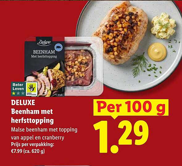 DELUXE Beenham met herfsttopping Per 100 g