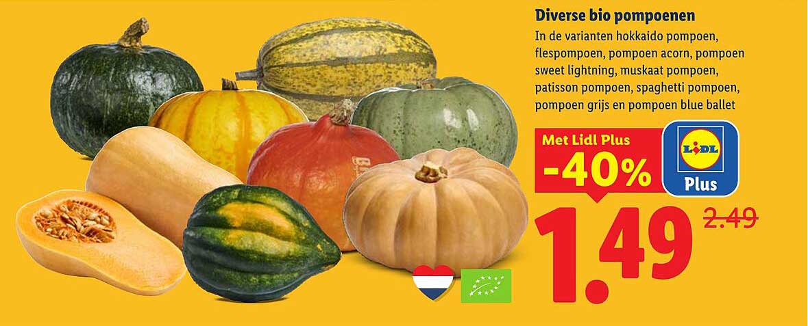 Diverse bio pompoenen Met Lidl Plus -40%