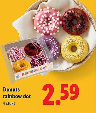 Donuts rainbow dot 4 stuks
