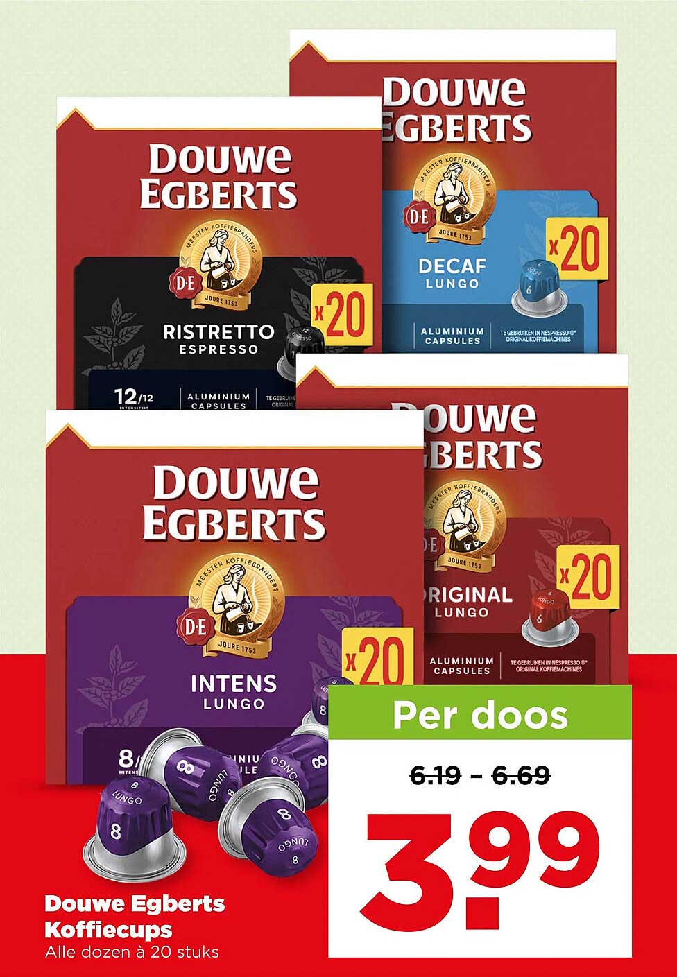 Douwe Egberts Koffiecups Alle dozen à 20 stuks
