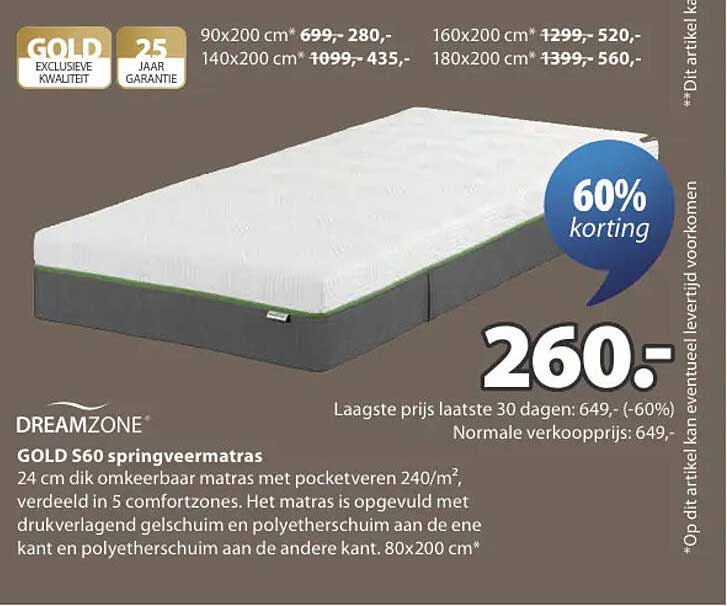 DREAMZONE GOLD S60 springveermatras