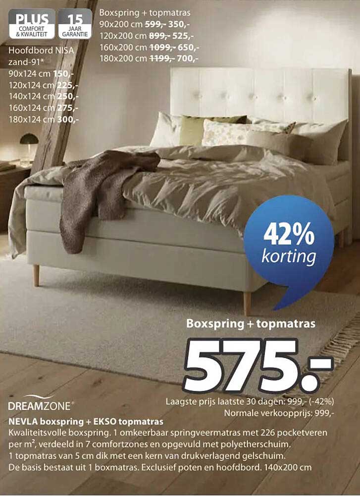 DREAMZONE NEVLA boxspring + EKSO topmatras