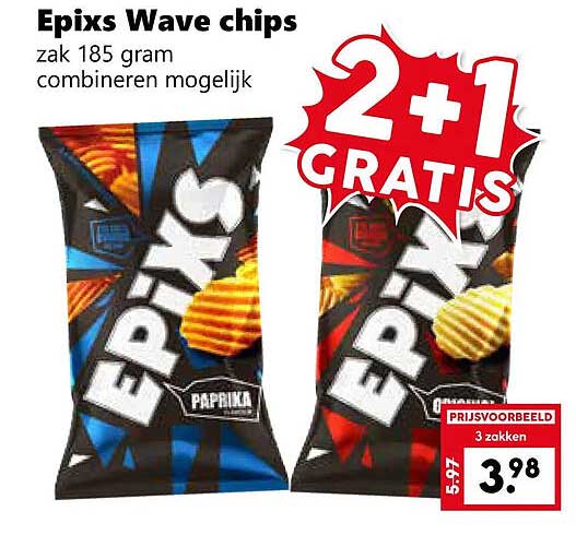 Epixs Wave chips zak 185 gram combineren mogelijk 2+1 GRATIS