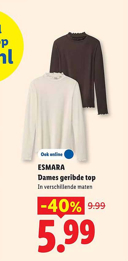 ESMARA Dames geribde top In verschillende maten -40%