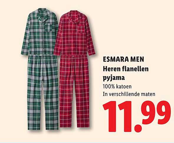 ESMARA MEN Heren flanellen pyjama