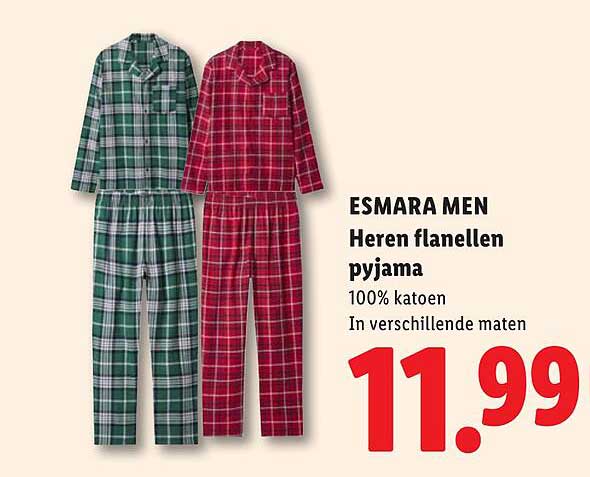 ESMARA MEN Heren flanellen pyjama