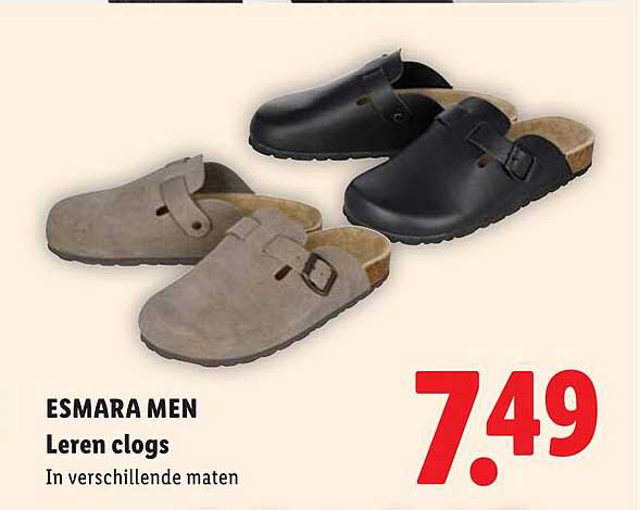 ESMARA MEN Leren clogs In verschillende maten
