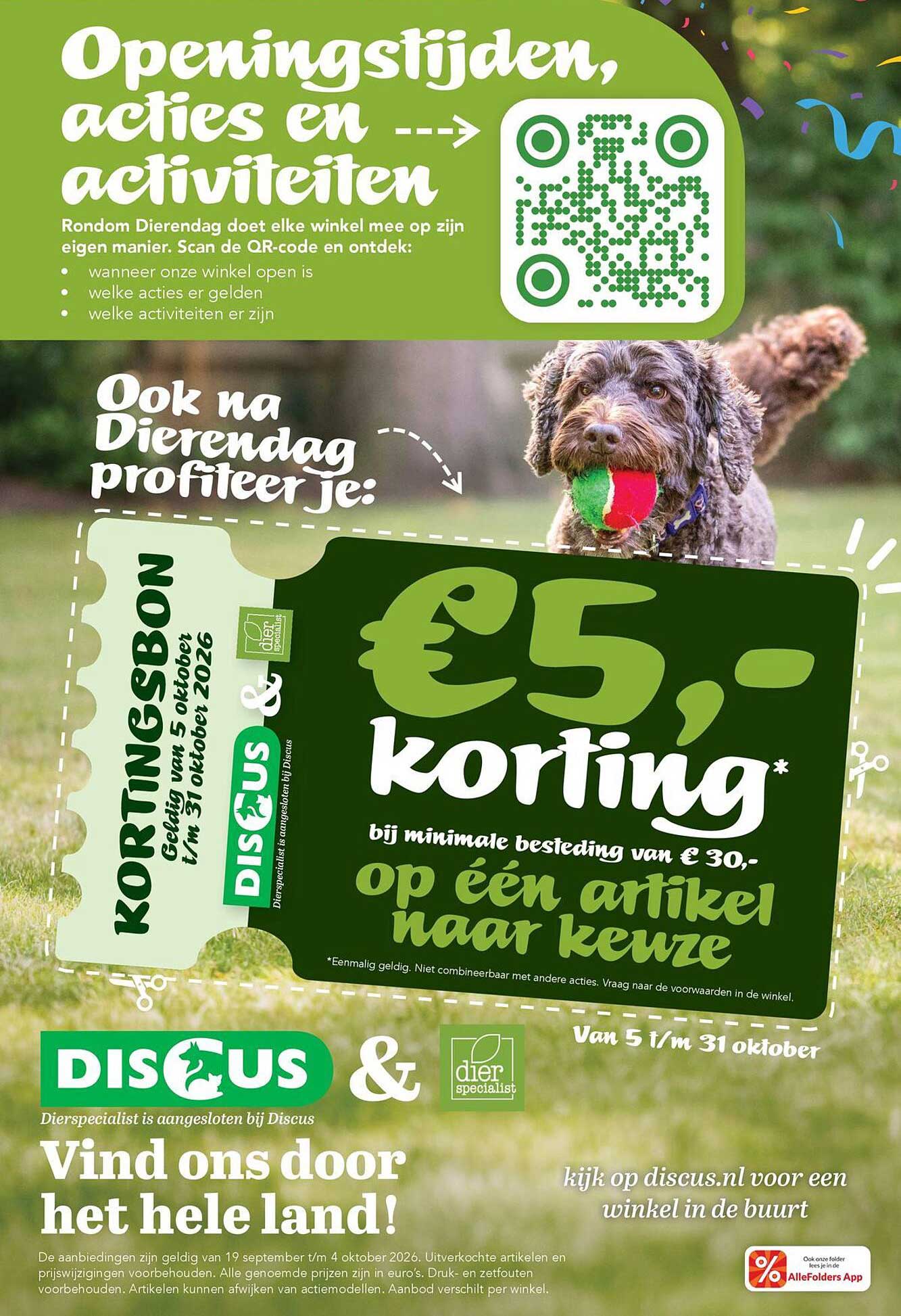 €5,- korting* op één artikel naar keuze