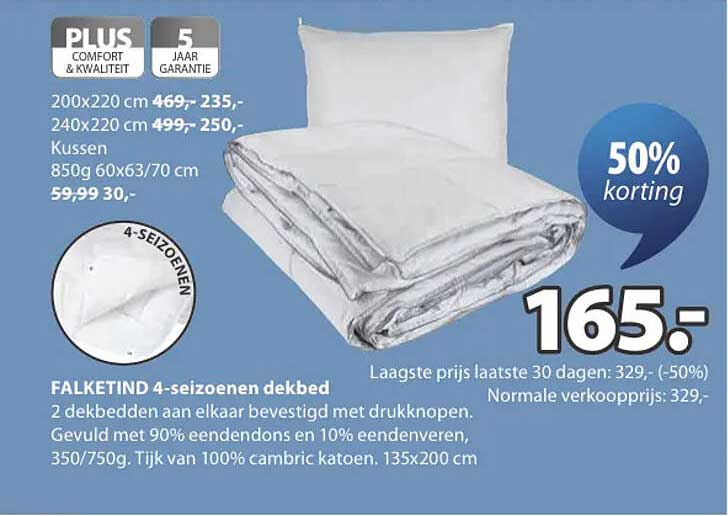 FALKE TIND 4-seizoenen dekbed 50% korting