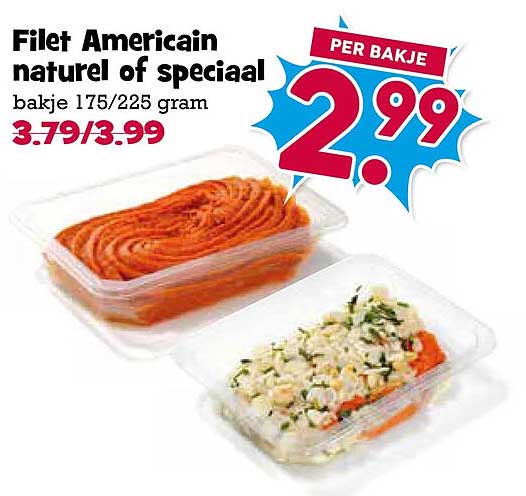 Filet Americain naturel of speciaal per bakje
