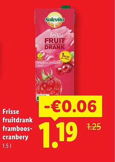 Frisse fruitdrank framboos-cranberry 1.5 l