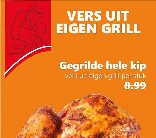 Gegrilde hele kip vers uit eigen grill