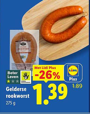 Gelderse rookworst 275 g Met Lidl Plus -26%