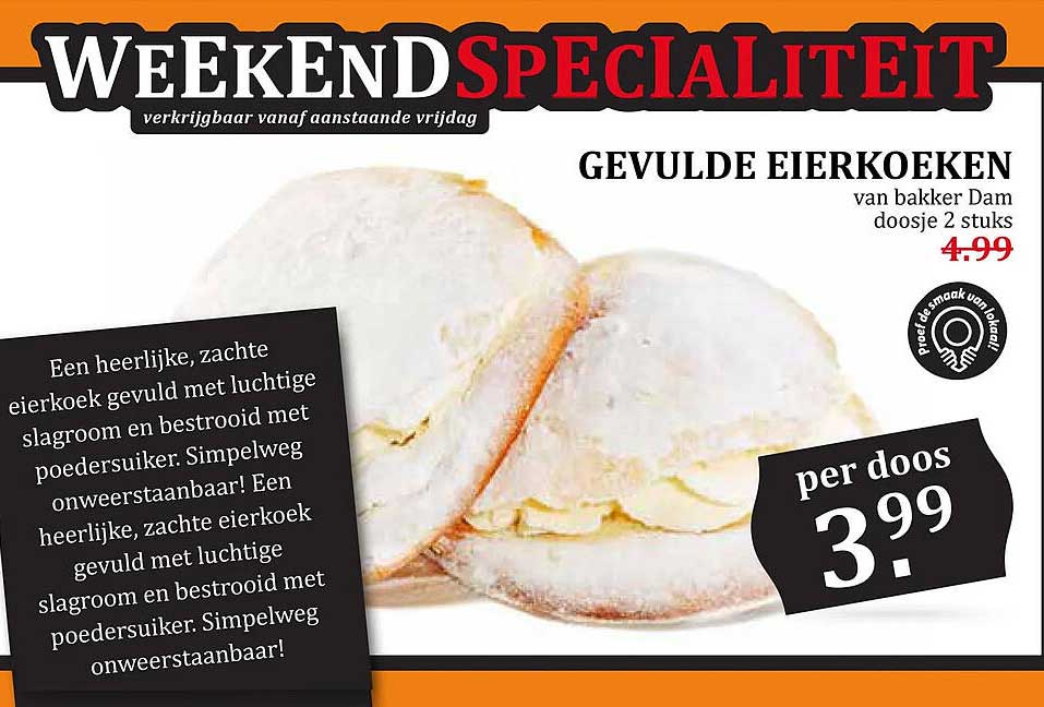 GEVULDE EIERKOEKEN van bakker Dam doosje 2 stuks