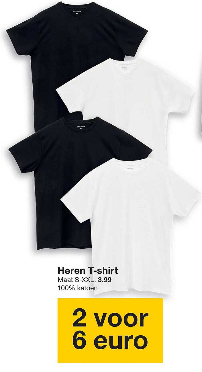 Heren T-shirt 2 voor 6 euro