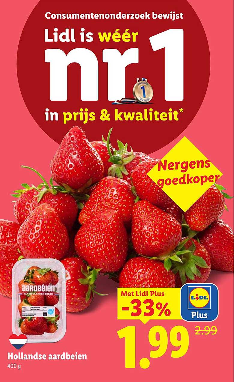 Hollandse aardbeien Met Lidl Plus -33%