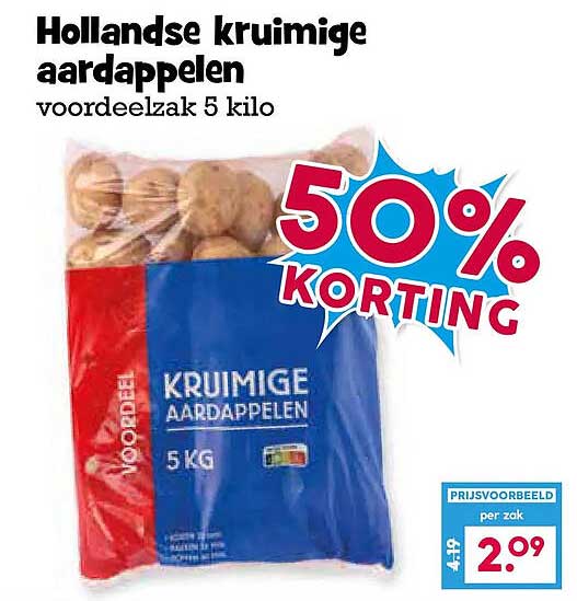 Hollandse kruimige aardappelen voordeelzak 5 kilo 50% KORTING