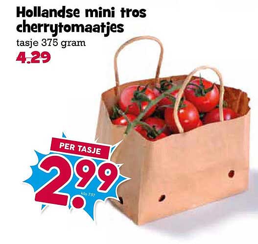 Hollandse mini tros cherrytomaatjes tasje 375 gram