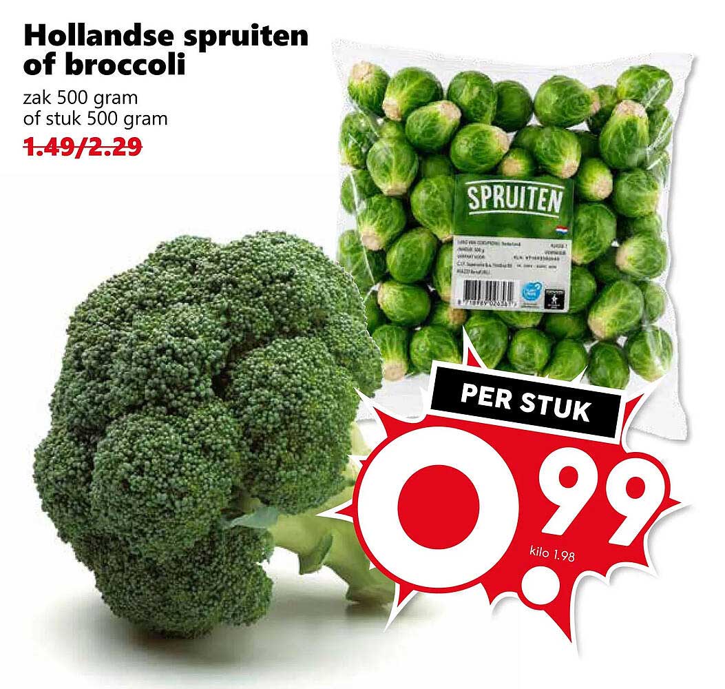 Hollandse spruiten of broccoli zak 500 gram of stuk 500 gram per stuk