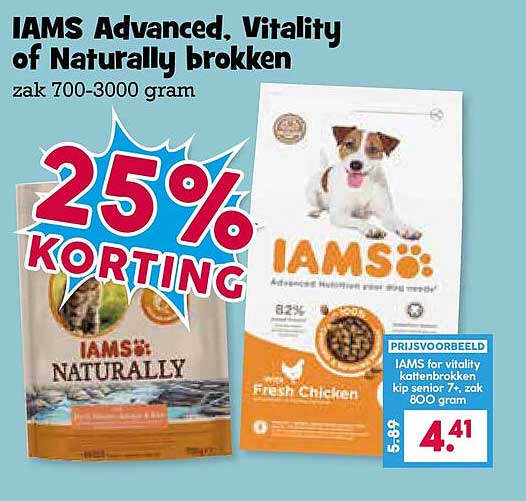 IAMS Advanced, Vitality of Naturally brokken zak 700-3000 gram 25% KORTING