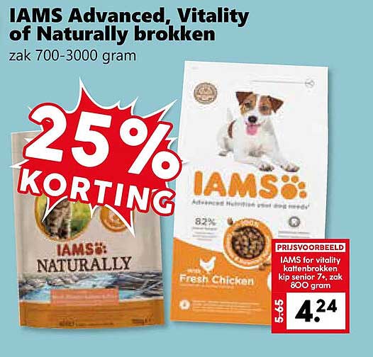 IAMS Advanced, Vitality of Naturally brokken zak 700-3000 gram 25% KORTING