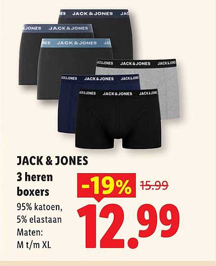 JACK & JONES 3 heren boxers -19%
