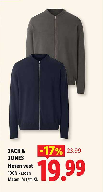 JACK & JONES Heren vest 100% katoen Maten: M t/m XL -17%
