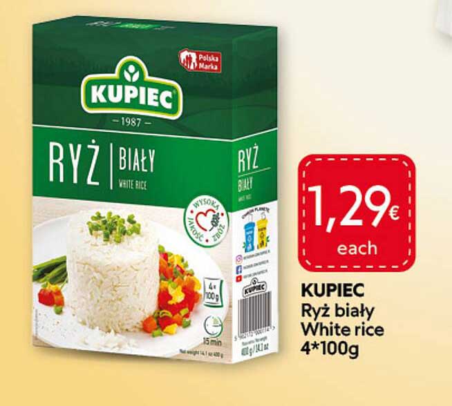 KUPIEC Ryż biały White rice 4*100g