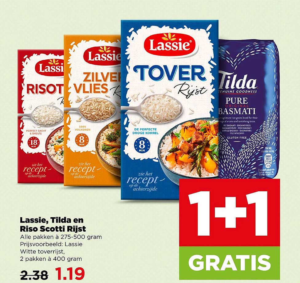 Lassie, Tilda en Riso Scotti Rijst 1+1 GRATIS