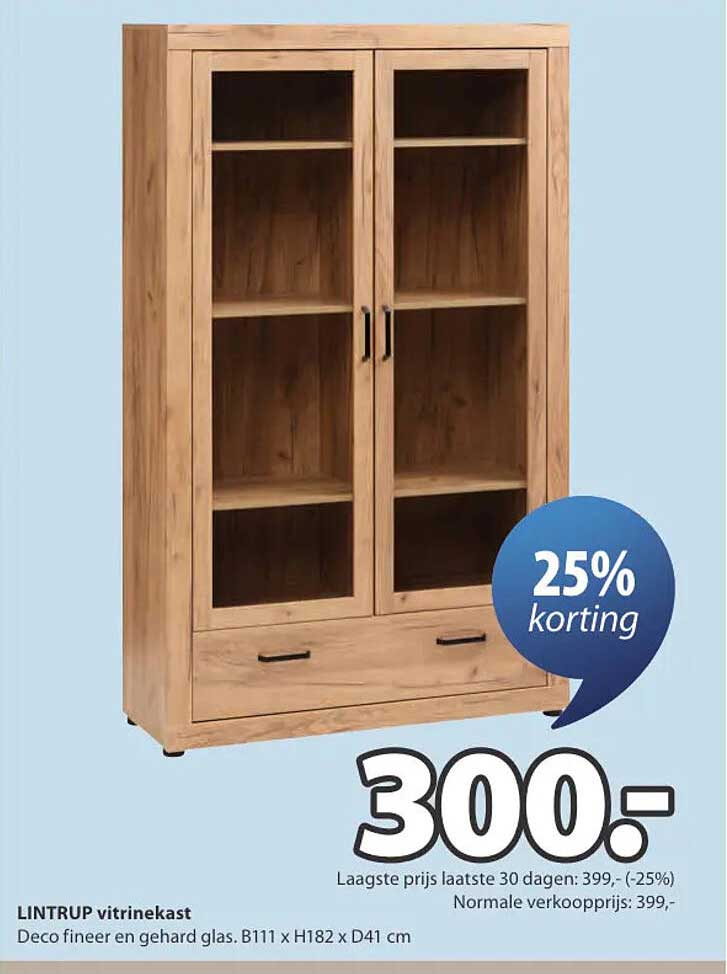 LINTRUP vitrinekast 25% korting
