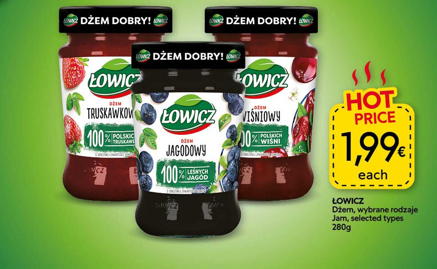 Łowicz Dżem, wybrane rodzaje Jam, selected types 280g