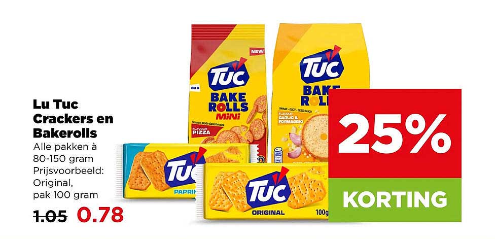 Lu Tuc Crackers en Bakerolls 25% KORTING