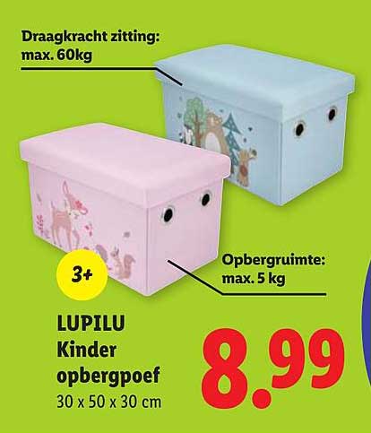 LUPILU Kinder opbergpoef 30 x 50 x 30 cm