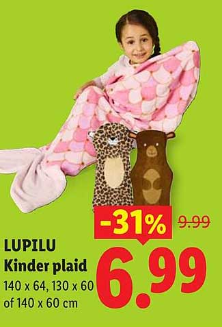 LUPILU Kinder plaid 140 x 64, 130 x 60 of 140 x 60 cm